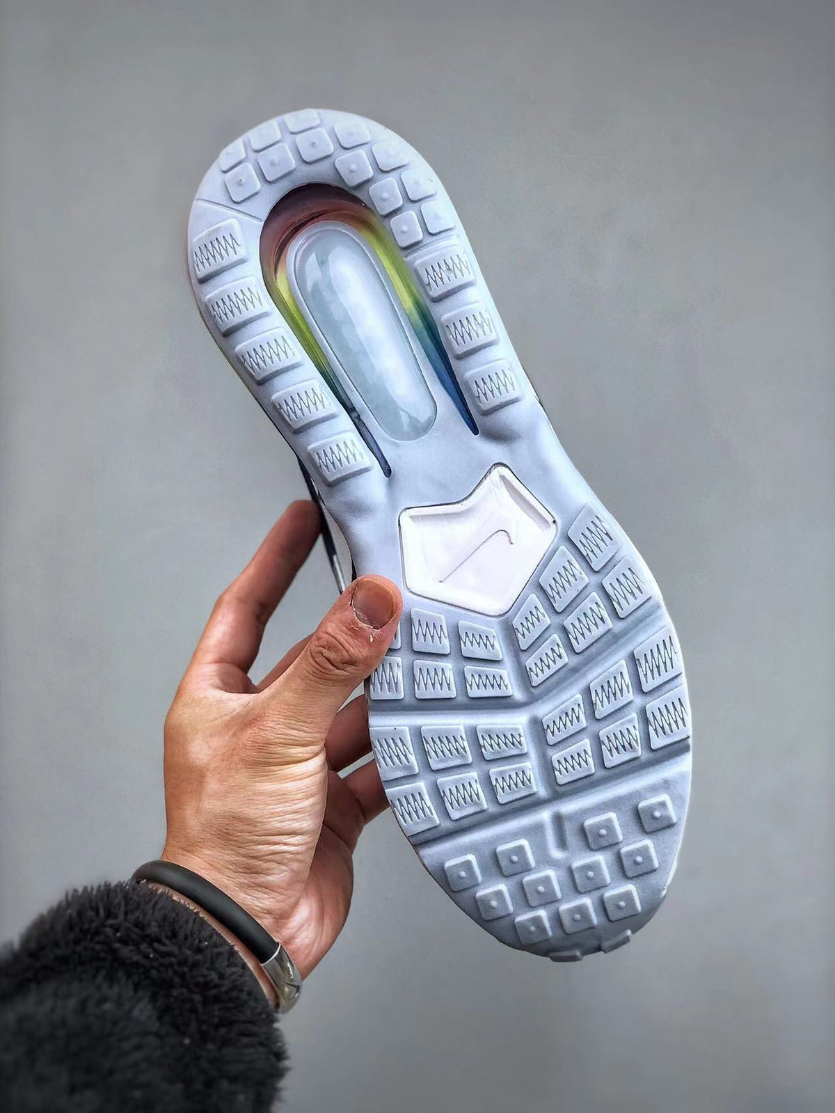 Navy and White Nike Air Max 270 React Sneakers - product image from the listing.