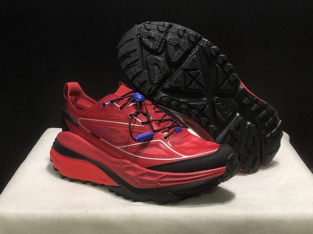 Red HOKA Stinson One 7 Trail Sneakers - product image from the listing.