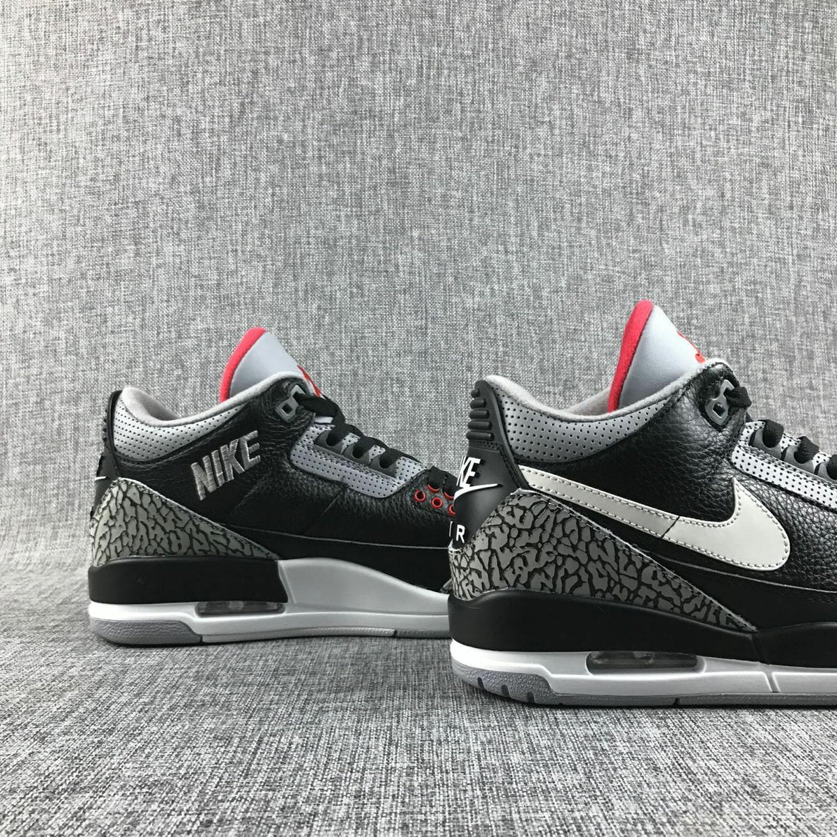 Air Jordan 3 Retro Black Cement Sneakers, in Black and Grey - product image from the listing.