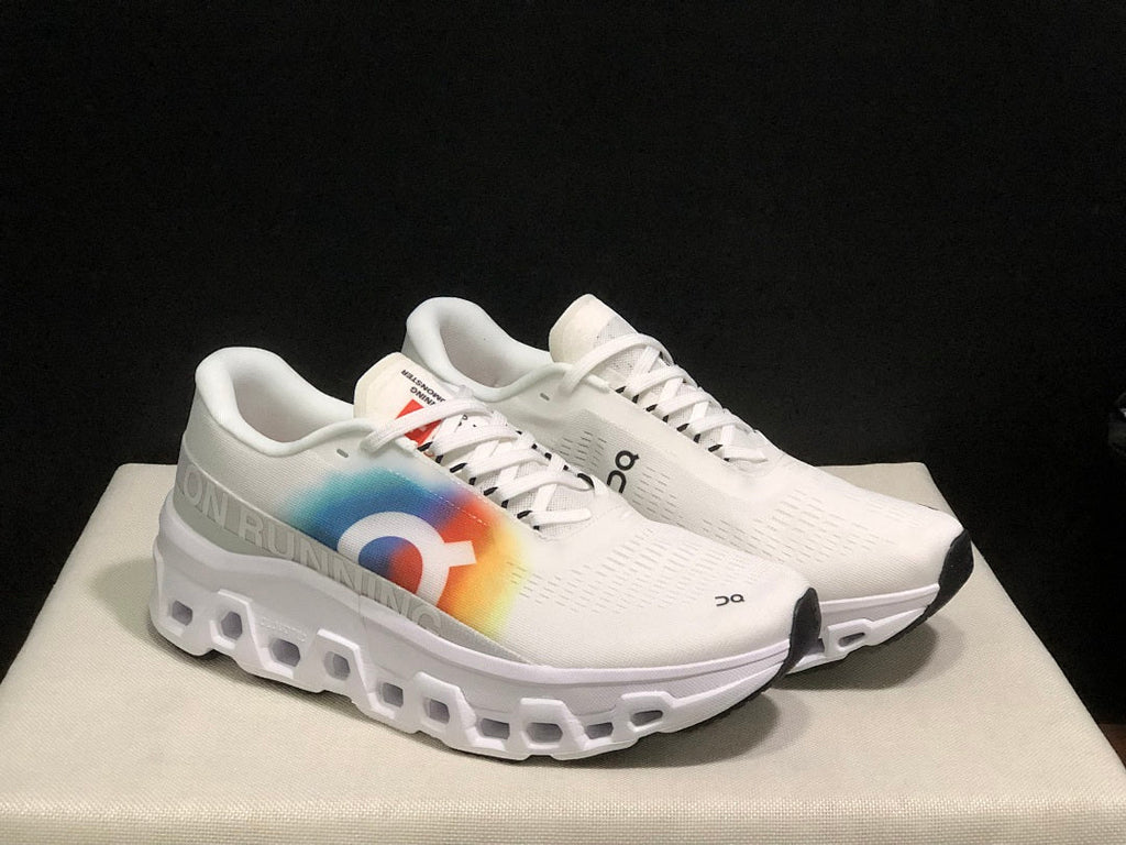 On Cloudmonster 2 White Rainbow Shoes for Running - product image from the listing.