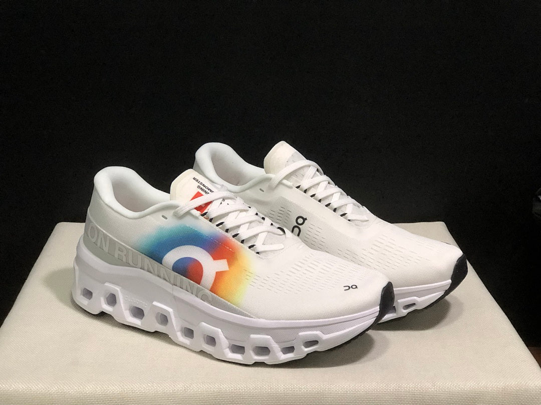 On Cloudmonster 2 White Rainbow Shoes for Running - product image from the listing.