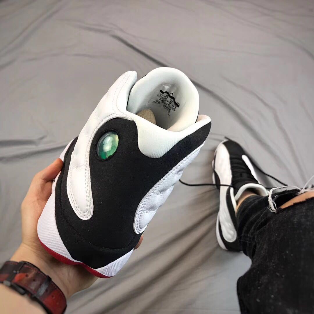 Air Jordan 13 He Got Game Sneakers in Black White Red - product image from the listing.
