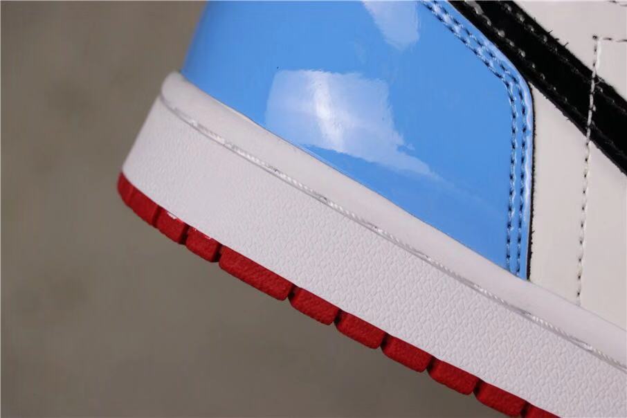 Air Jordan 1 Fearless High-Top Sneakers in Red, in White and Blue - product image from the listing.
