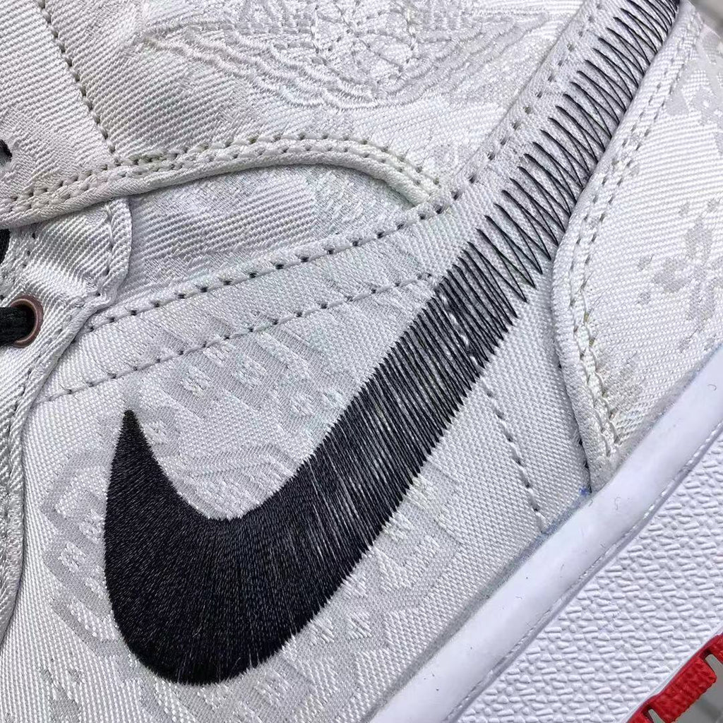 Air Jordan 1 Mid Edison Chen White Black Gold Sneakers - product image from the listing.