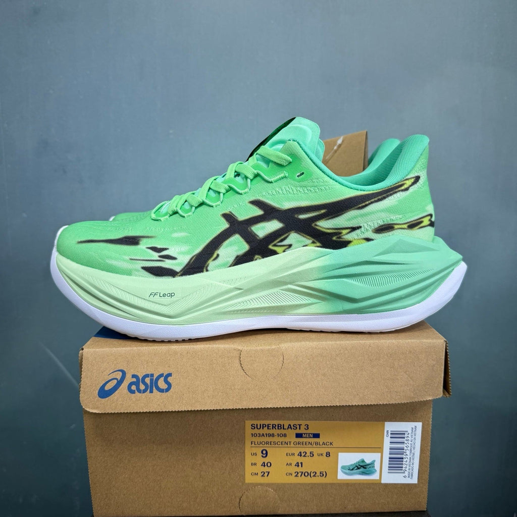 ASICS Superblast 3 Shoes for Running Fluorescent Green/Black - product image from the listing.
