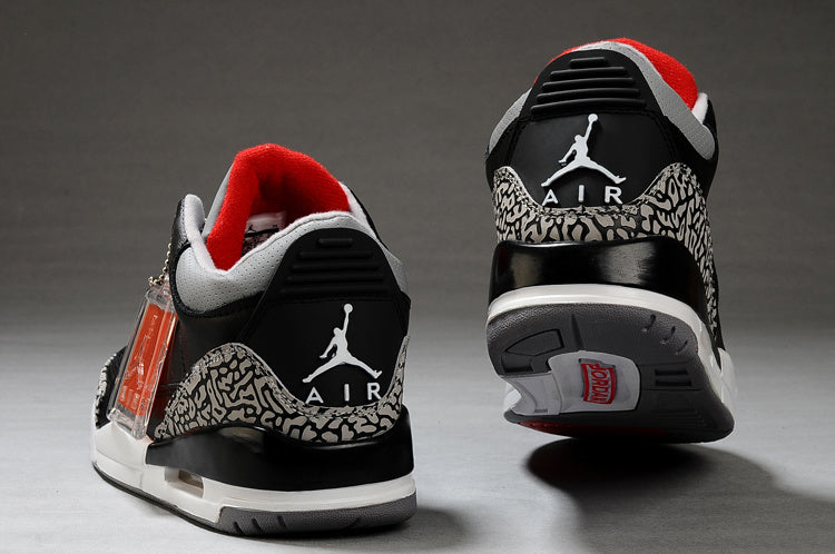 Air Jordan 3 Black Grey Red High-Top Sneakers - product image from the listing.