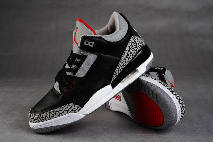 Air Jordan 3 Black Grey Red High-Top Sneakers - product image from the listing.