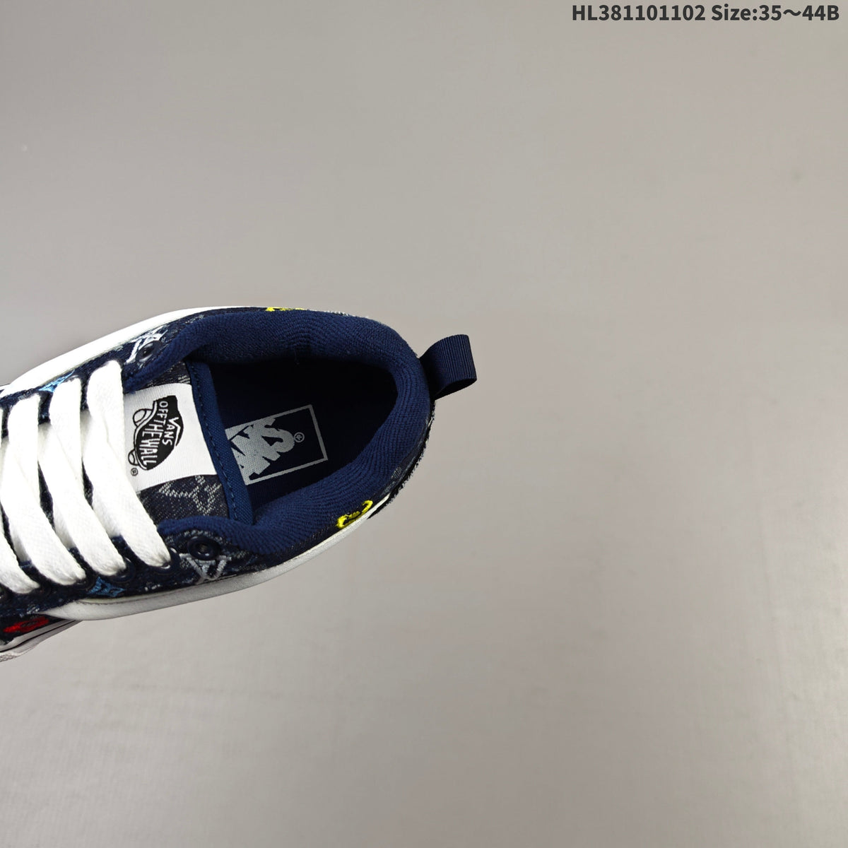 Vans Knu Skool Low-Top Sneakers in Navy Monogram in Denim - product image from the listing.