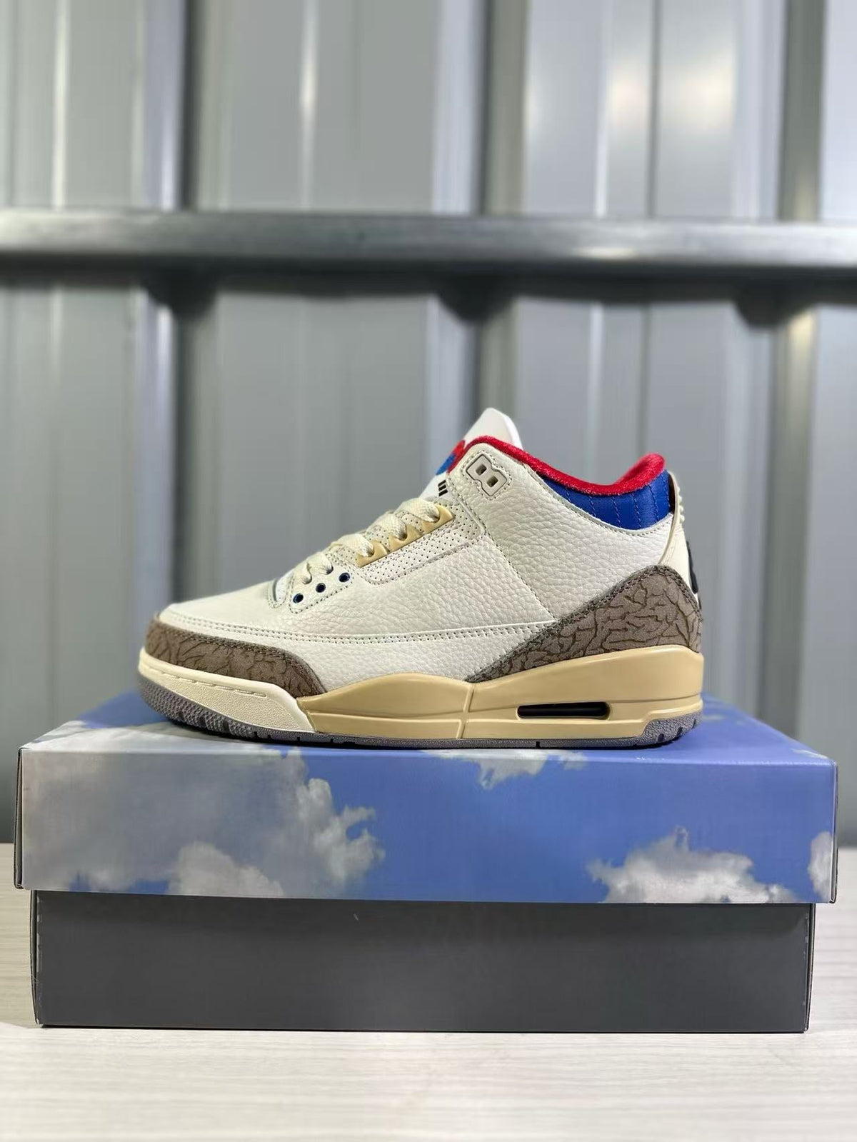 Air Jordan 3 Retro White Sport Royal Sneakers - product image from the listing.