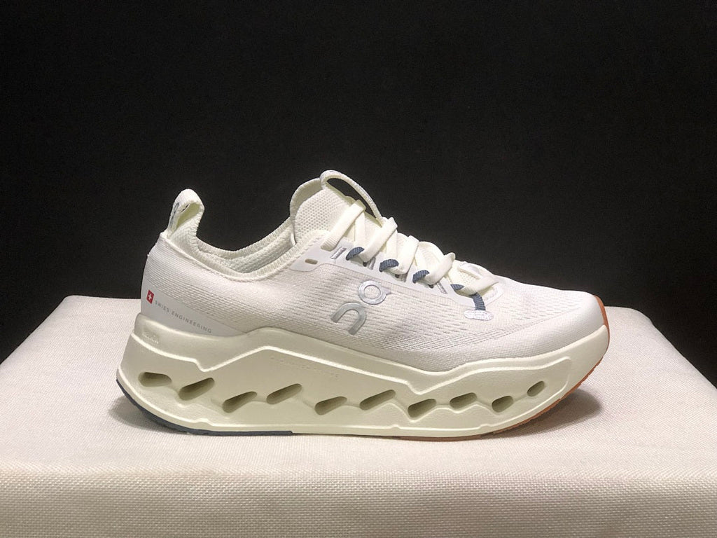 On Cloudsurfer Max Ivory Steel Running Shoes in Grey - product image from the listing.