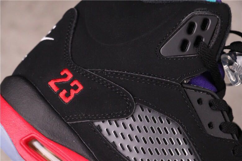 Air Jordan 5 Top 3 Sneakers Black Red Purple - product image from the listing.