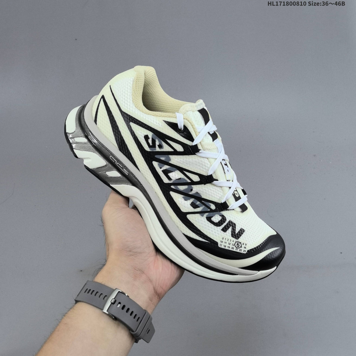 MM6 Maison Margiela x Salomon XT-4 Sneakers, in White and Black - product image from the listing.