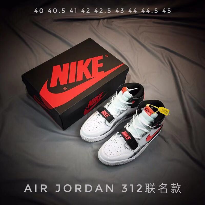 Jordan Legacy 312 Basketball Shoes in White Black Red - product image from the listing.