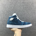 Women's Air Jordan 1 Mid Blue Pattern Sneakers AH7389-300 - product image from the listing.