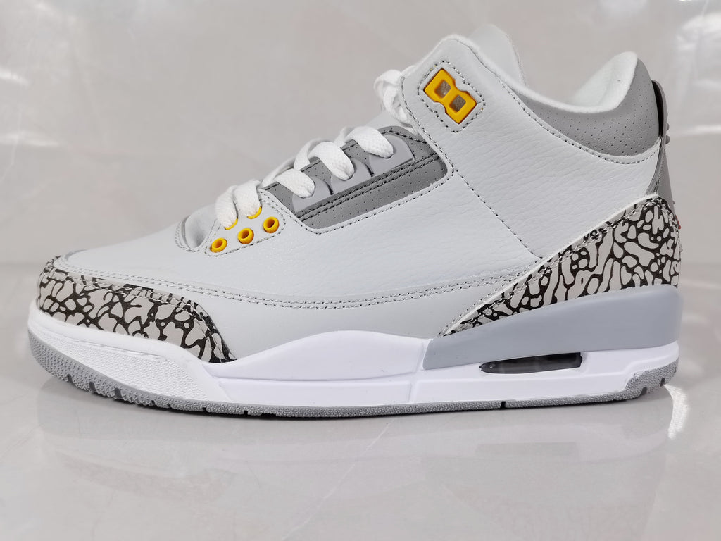 Air Jordan 3 Retro Grey and Orange Sneakers - product image from the listing.