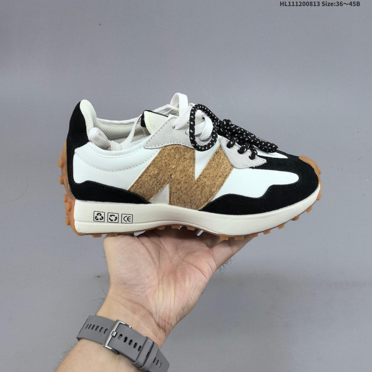 New Balance MS327KA1 Retro Lifestyle Sneakers, in White and Black - product image from the listing.