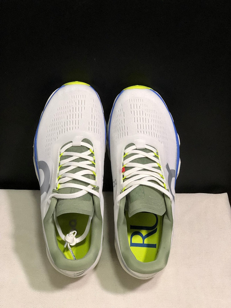 On Cloudmonster 2 Distance Running Shoes in White and Blue - product image from the listing.