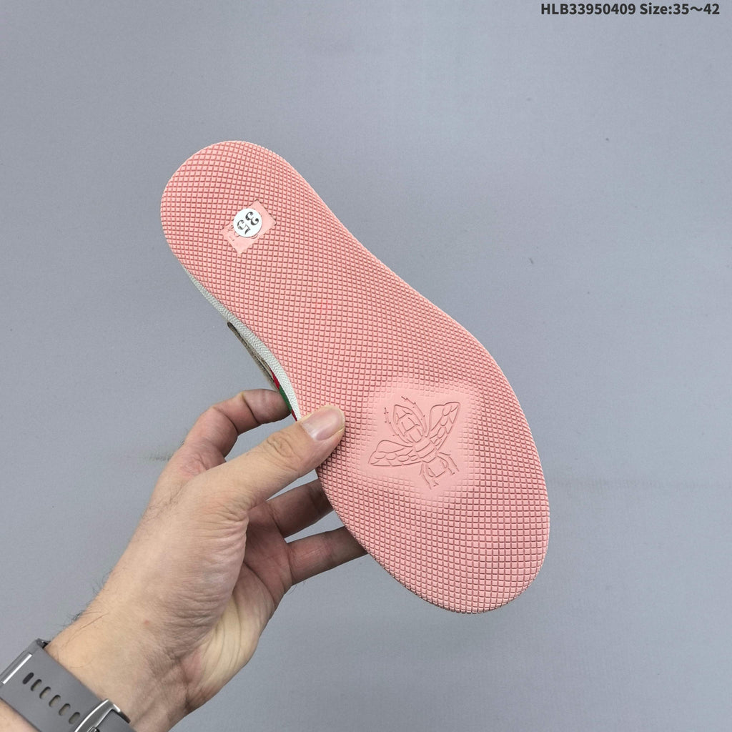 Beige and Pink Gucci Screener Low-Top Sneakers - product image from the listing.
