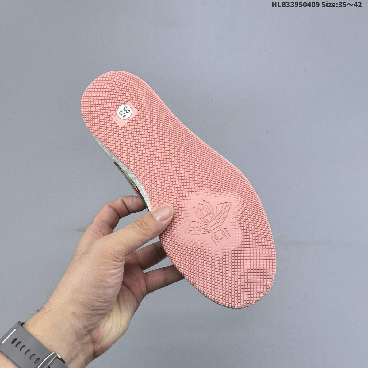 Beige and Pink Gucci Screener Low-Top Sneakers - product image from the listing.