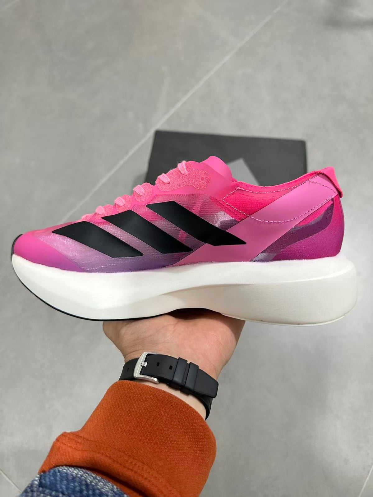 Pink adidas Lightstrike Pro Evo Running Shoes - product image from the listing.