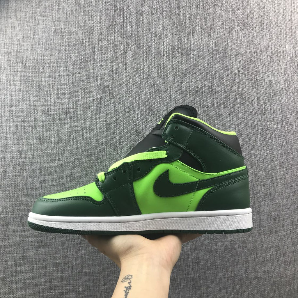 Air Jordan 1 Mid Fluorescent Sneakers in Green 554724-330 - product image from the listing.