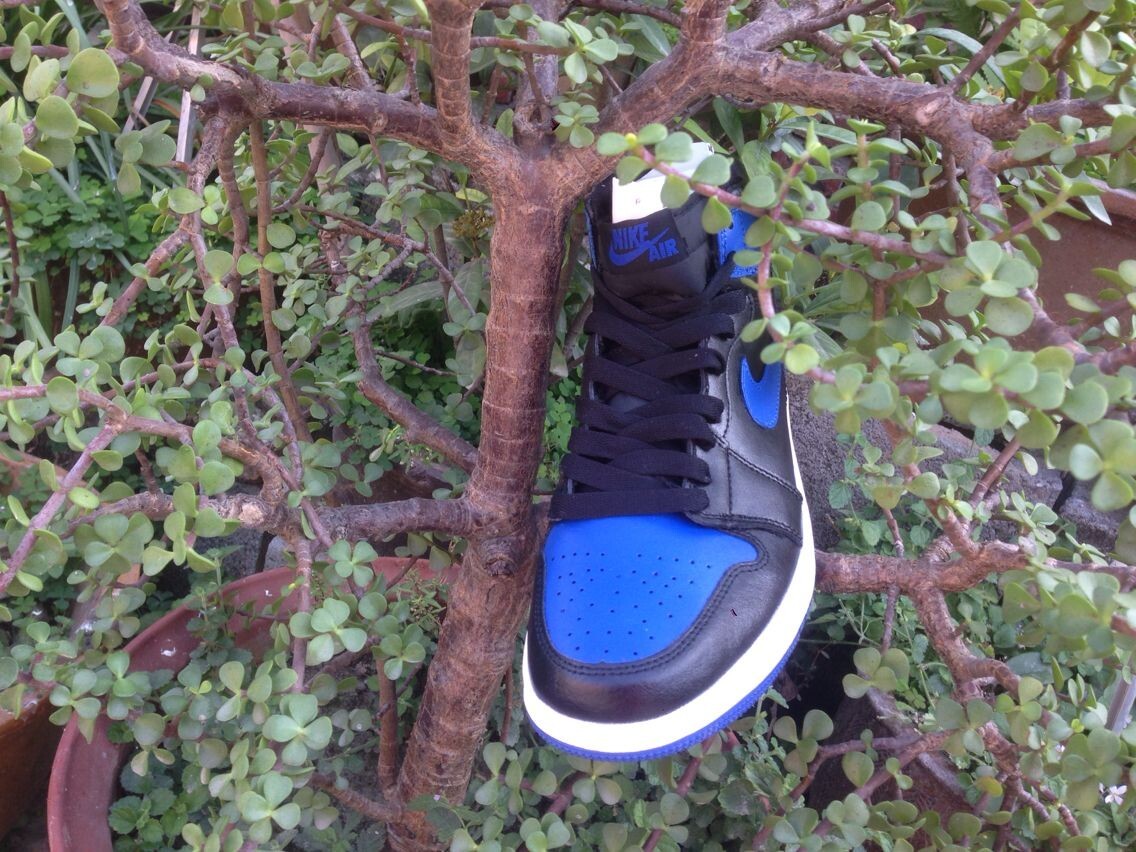 Jordan 1 High Basketball Sneakers in Blue and Black - product image from the listing.