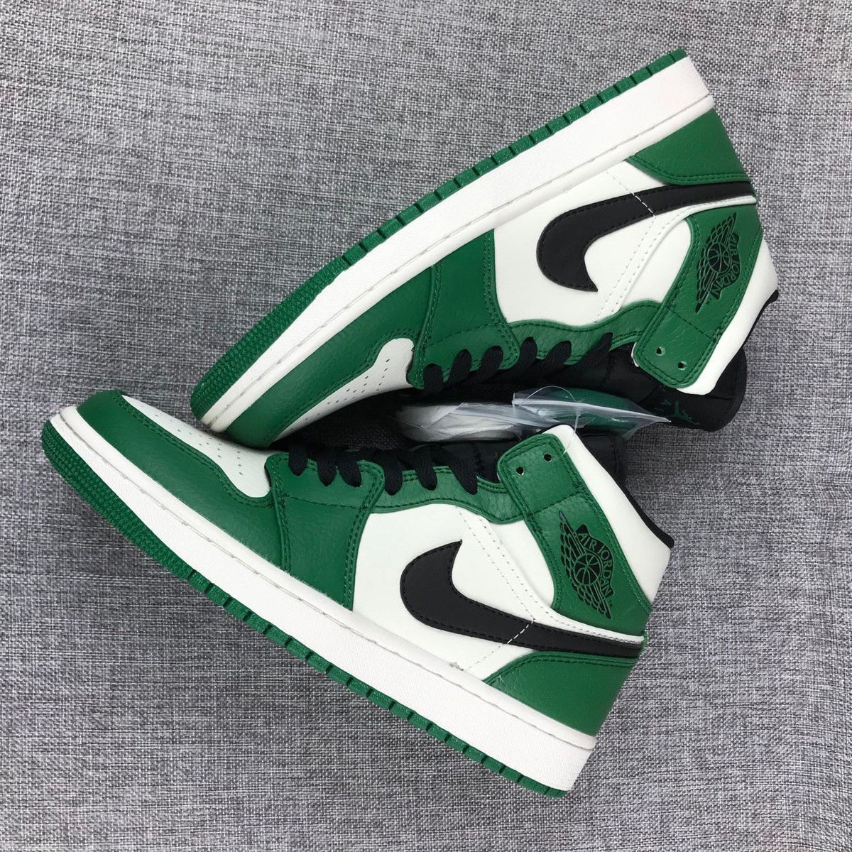 Air Jordan 1 Mid SE Sneakers in White Green Black - product image from the listing.