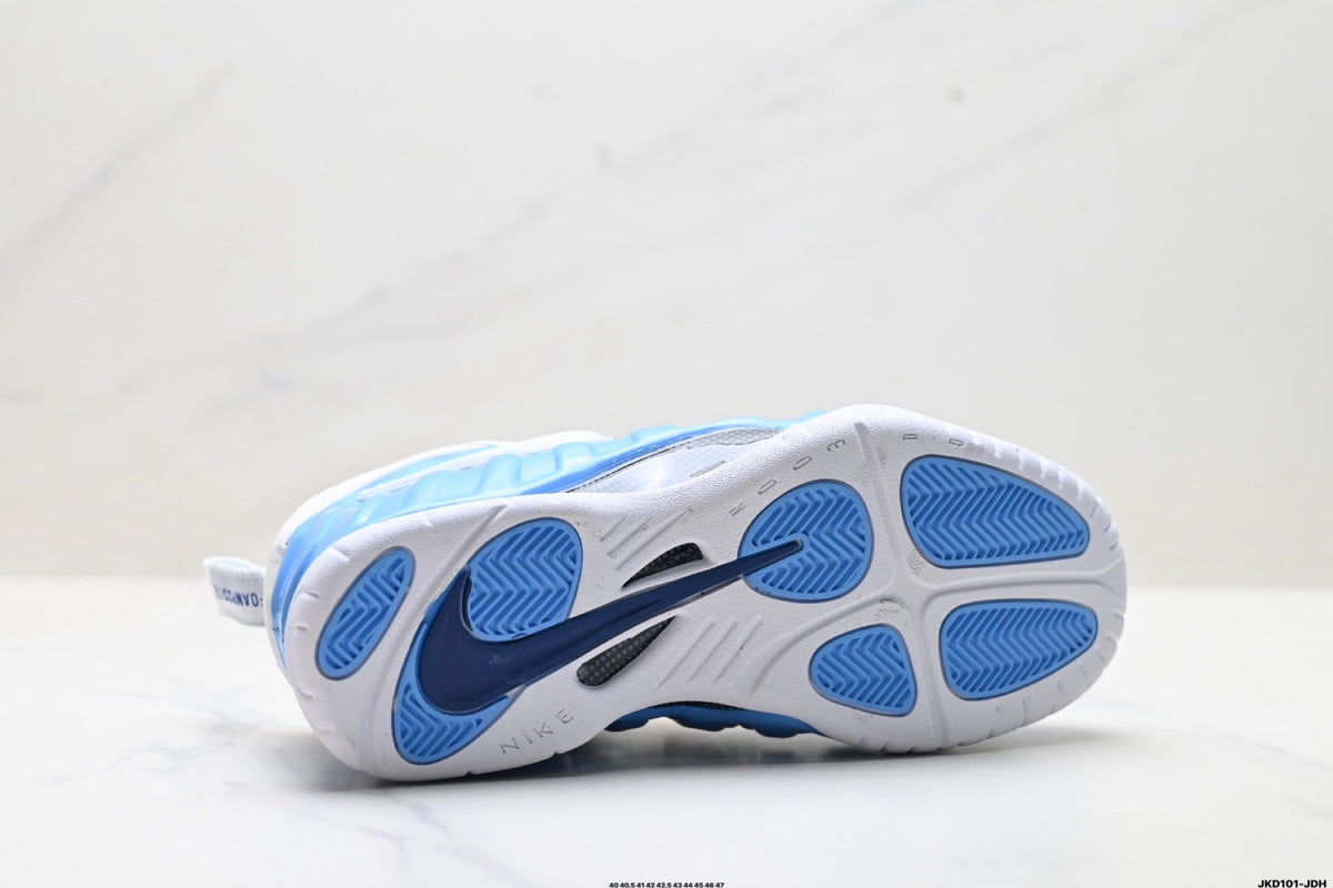 Nike Air Foamposite One Hardaway Sneakers in Blue and White - product image from the listing.