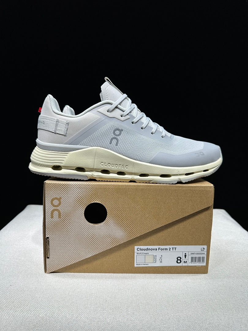 On Cloudnova Form 2 Sneakers, in Gray and Cream - product image from the listing.