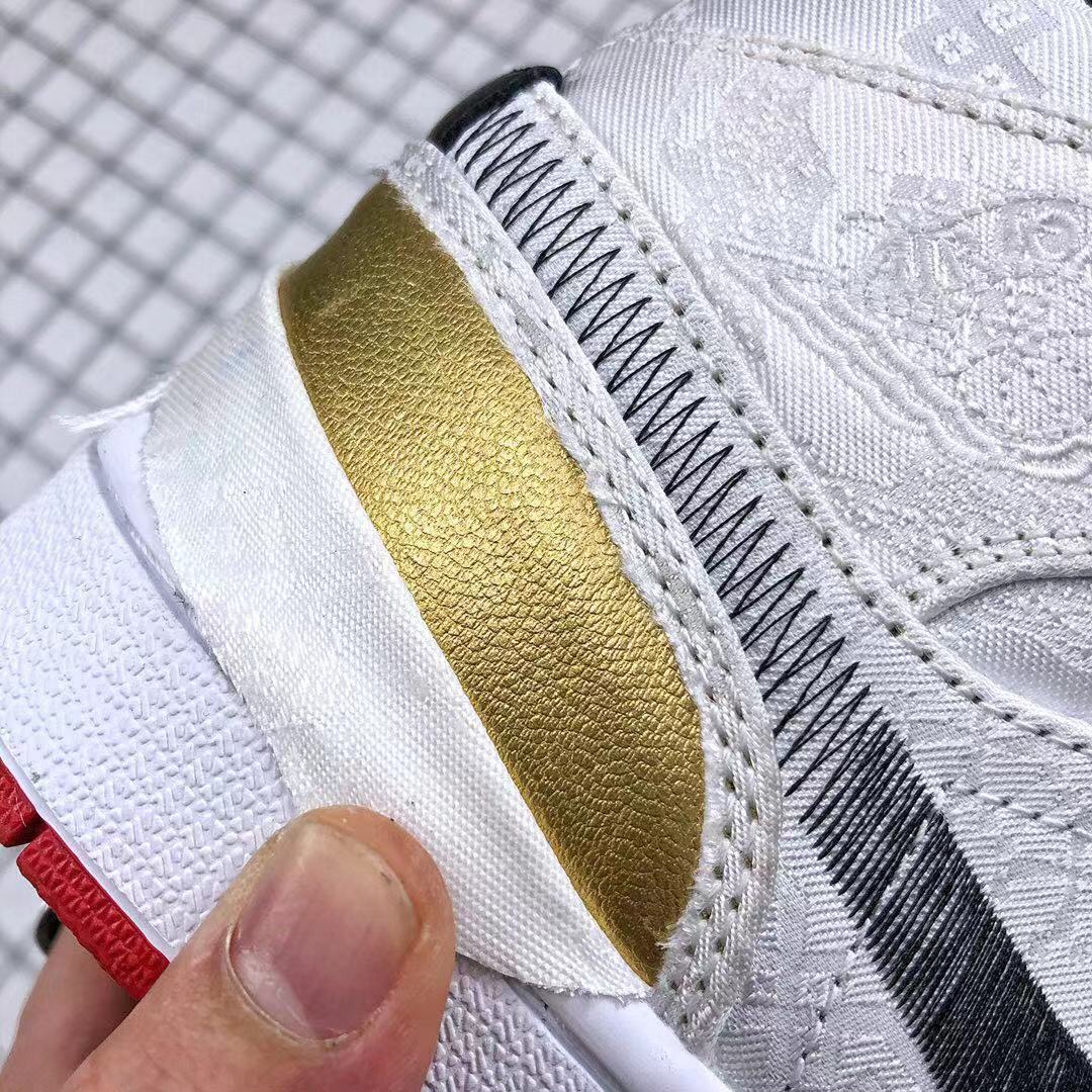 Air Jordan 1 Mid Edison Chen White Black Gold Sneakers - product image from the listing.