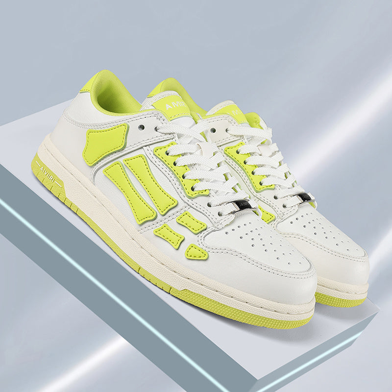AMIRI Bone Low-Top Sneakers in White and Neon in Green - product image from the listing.