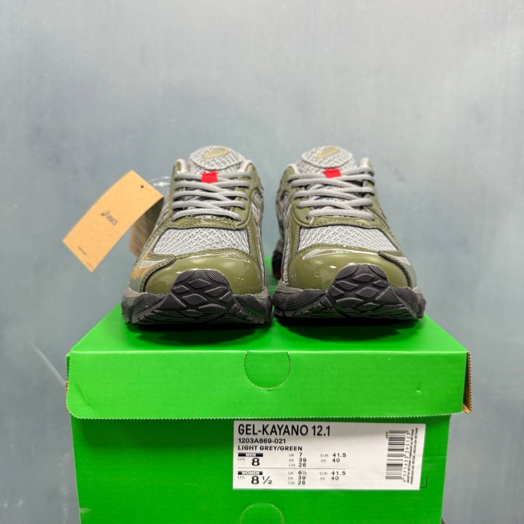 ASICS GEL-Kayano 12.1 Sneakers in Light Grey Green - product image from the listing.