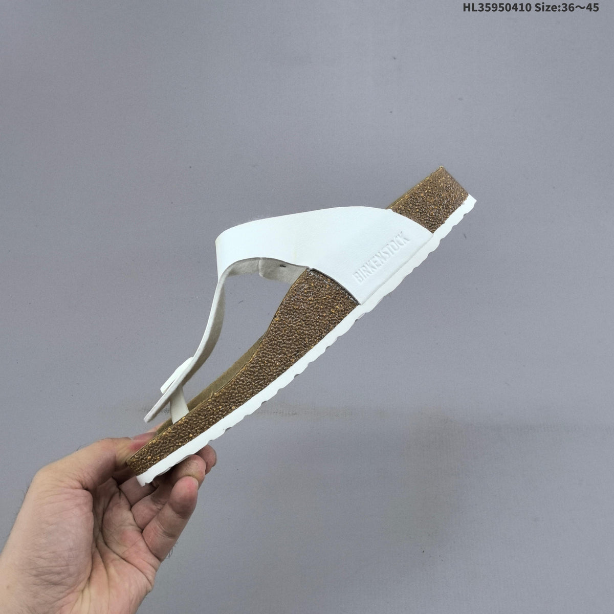 White and Brown Birkenstock Arizona and Gizeh Sandals - product image from the listing.