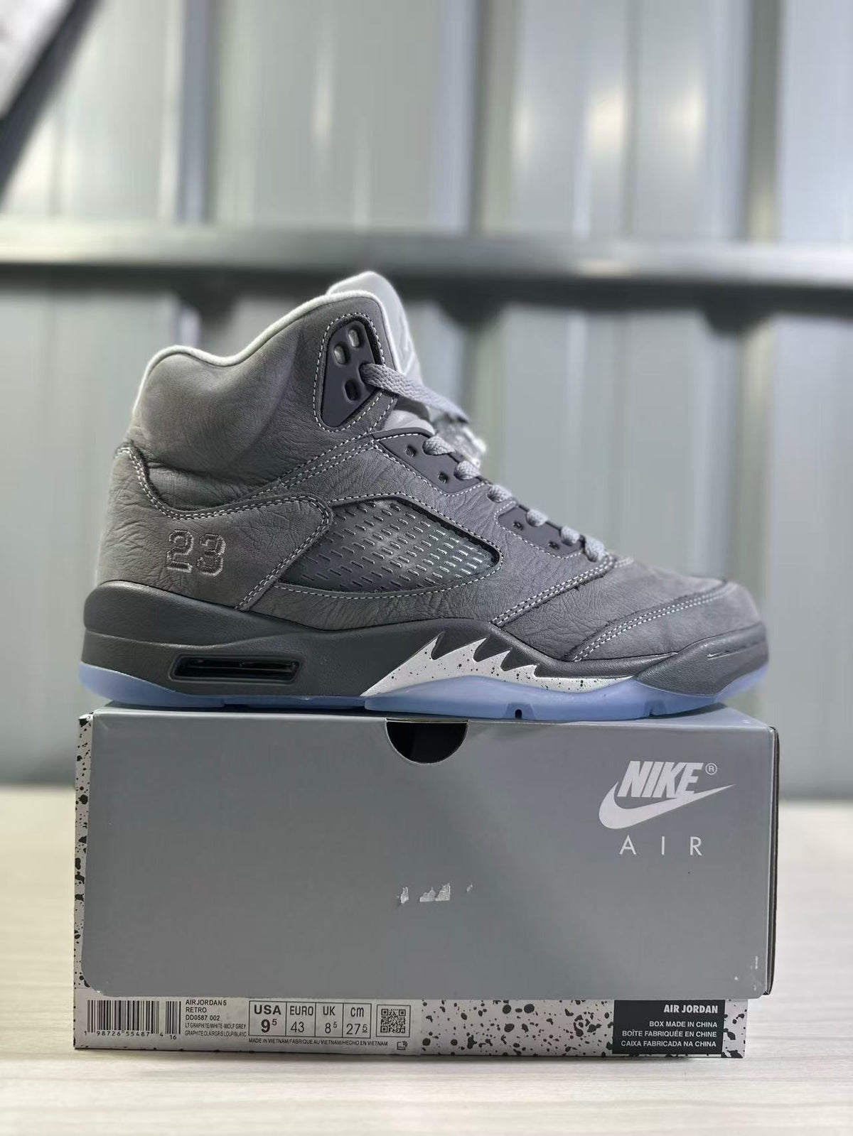 Air Jordan 5 Sneakers in Wolf Grey DD0587-002 - product image from the listing.
