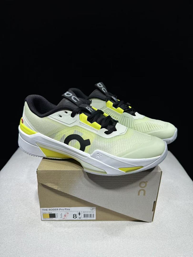 On The Roger Pro Fire Clay Tennis Sneakers, in Lime and Black - product image from the listing.