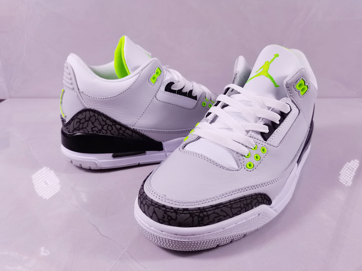 Air Jordan 3 Retro Grey Green Sneakers - product image from the listing.