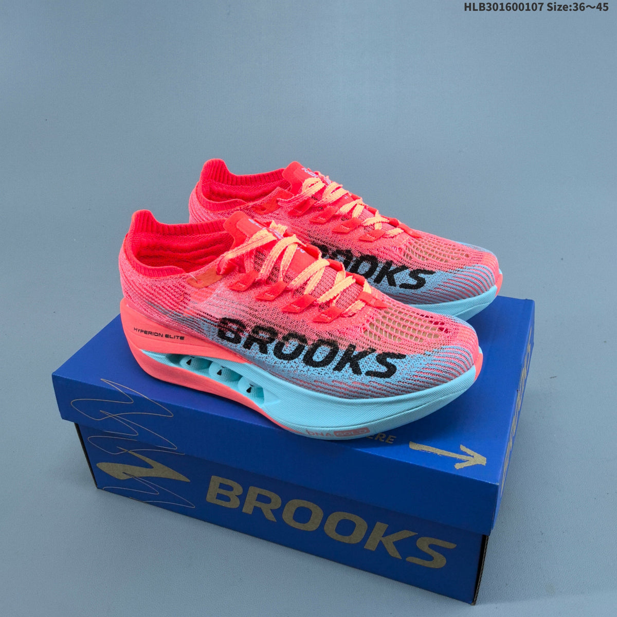 Coral and Blue Brooks Hyperion Elite 5 Running Shoes - product image from the listing.
