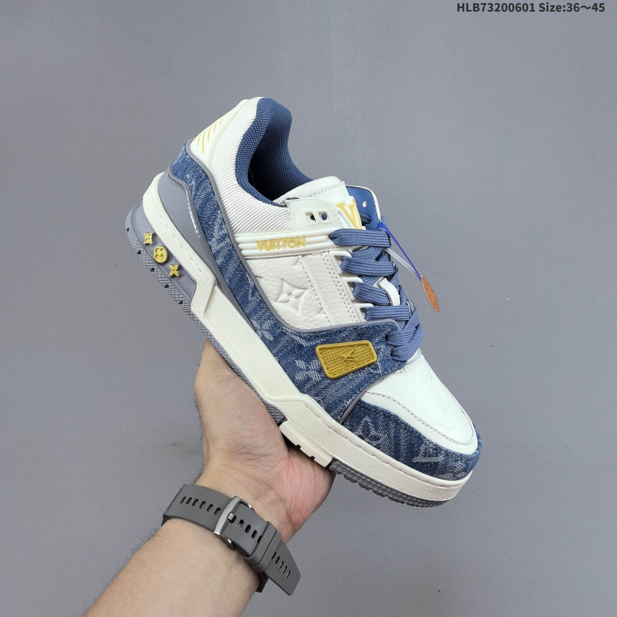 Louis Vuitton Blue Denim-Pattern Low-Cut Sneakers - product image from the listing.