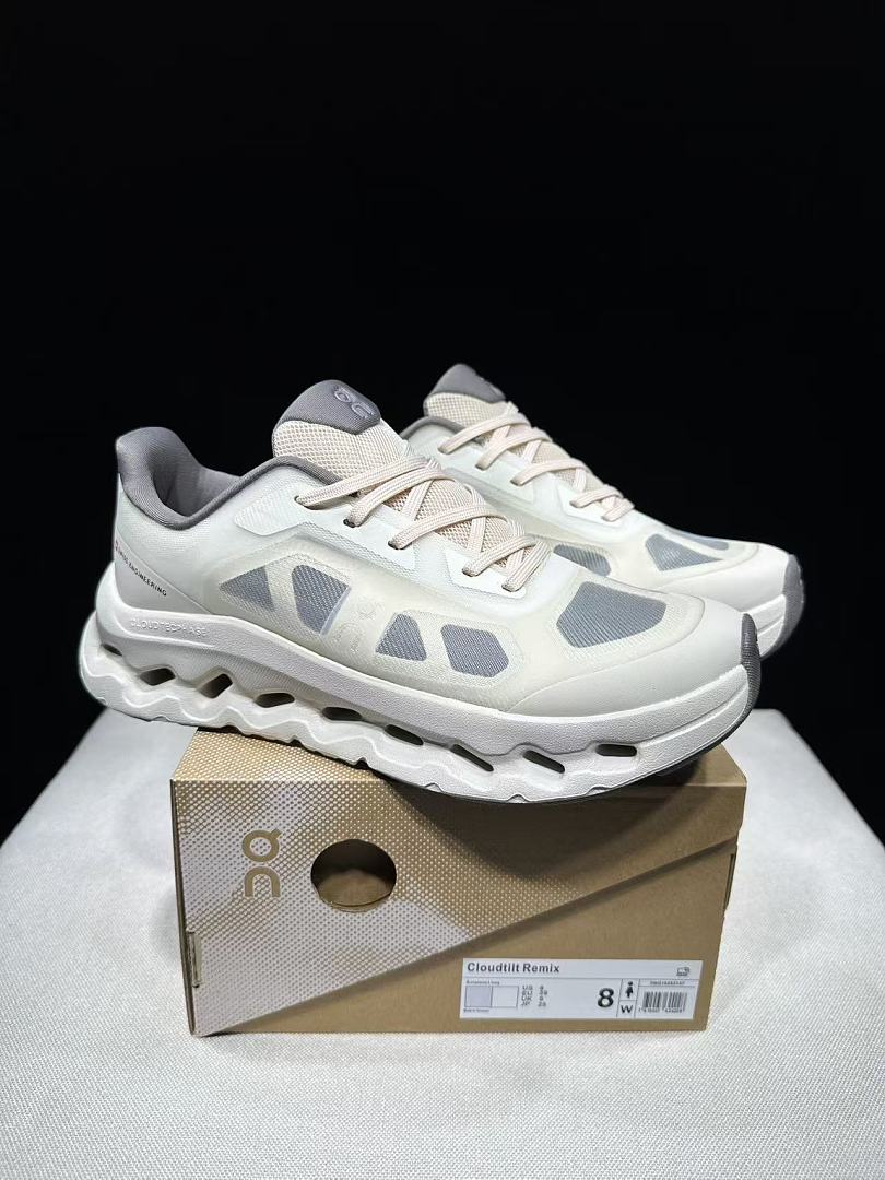 Ivory and Gray On Cloudtilt Remix Sneakers - product image from the listing.