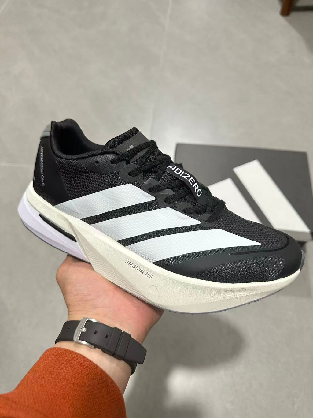 Nike Adizero Lightstrike Pro Running Shoes in Black White JS4938 - product image from the listing.