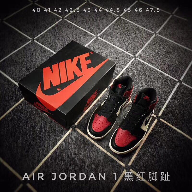 Black Red Toe Sneakers - Air Jordan 1 High - product image from the listing.