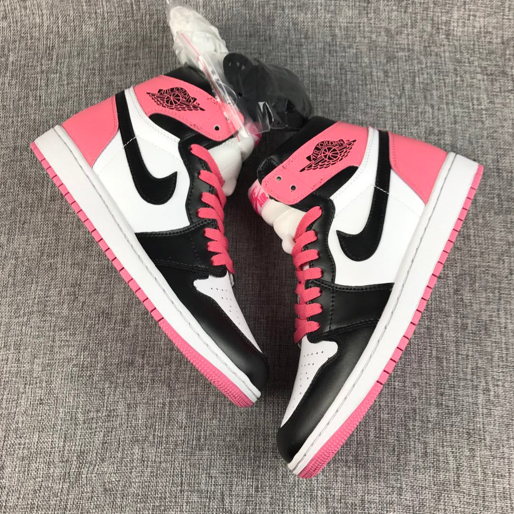 Air Jordan 1 High Sneakers Pink Black White 861428-101 - product image from the listing.