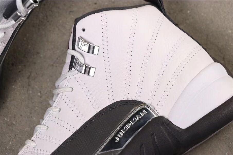 Air Jordan 12 Retro Dark Grey Sneakers in White Black - product image from the listing.