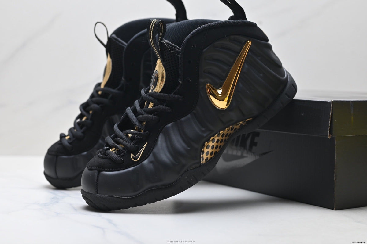 Nike Air Foamposite One Penny Hardaway Sneakers in Black Gold - product image from the listing.