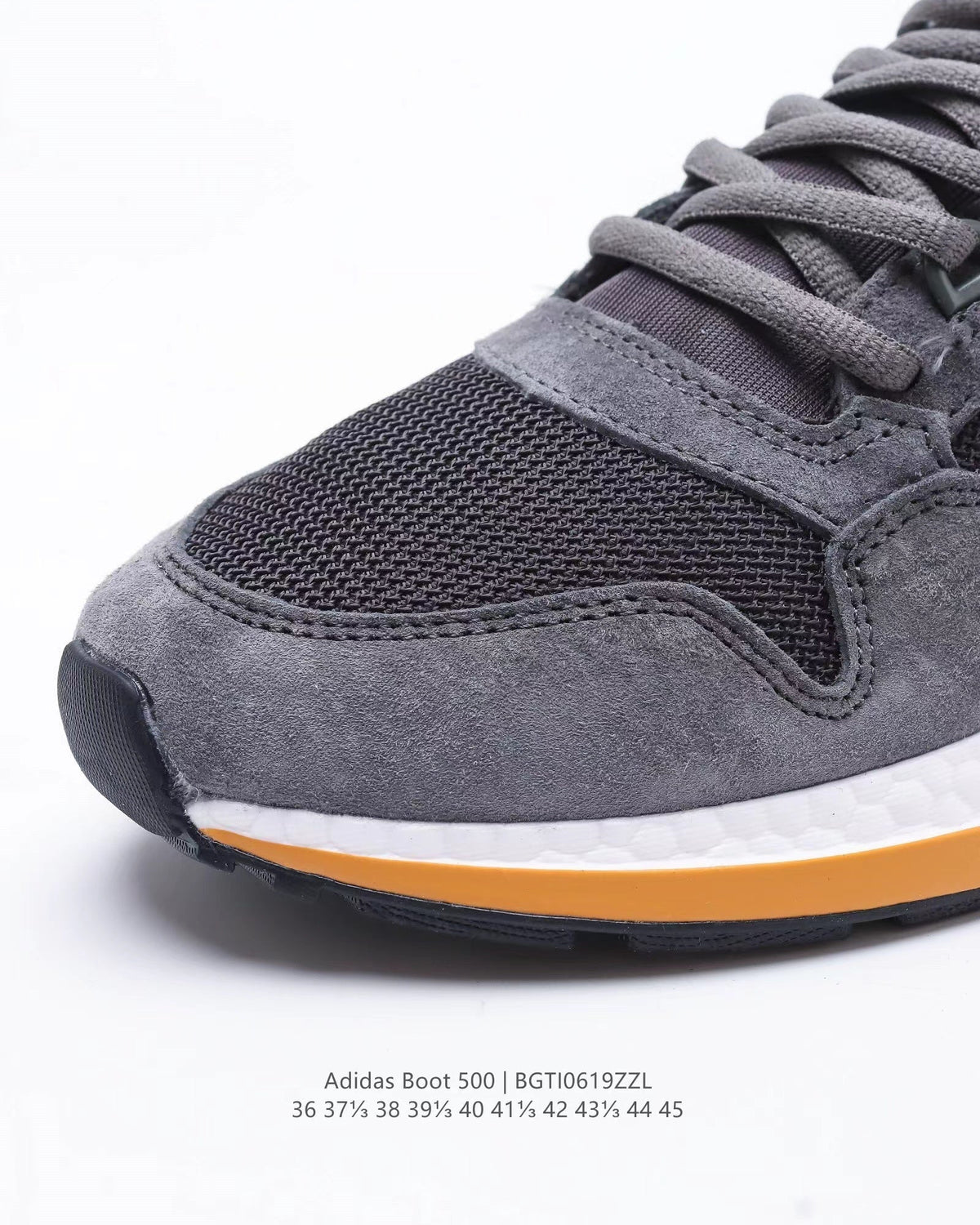 adidas Boot 500 Running Sneakers in Grey Black Orange - product image from the listing.