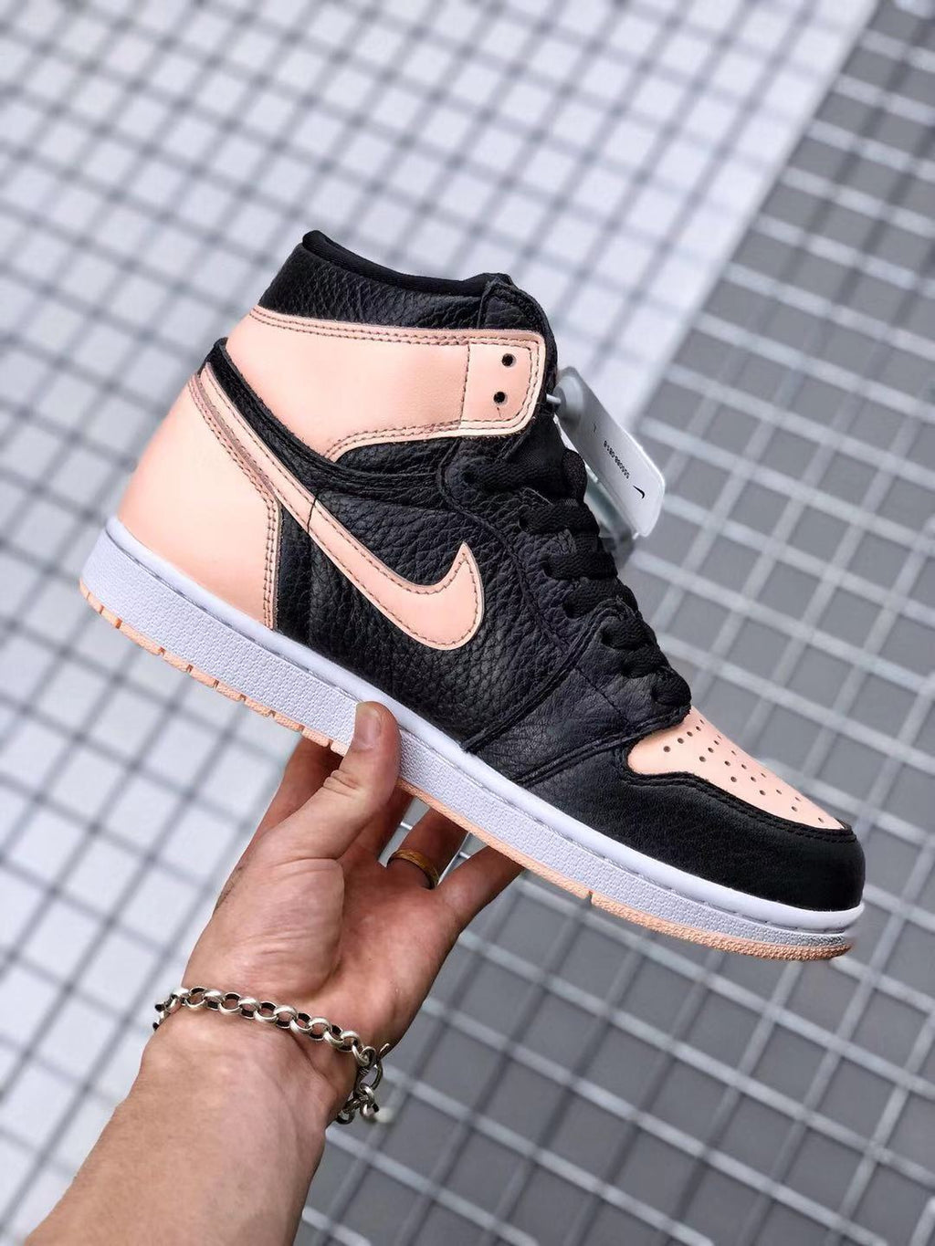 Air Jordan 1 High OG Crimson Tint Sneakers in Black Pink - product image from the listing.