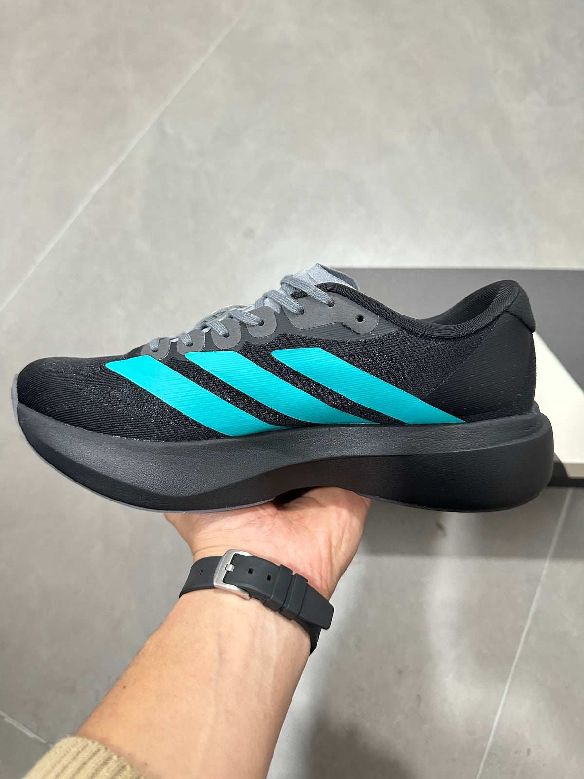adidas Adizero Lightstrike Pro Shoes for Running Black Cyan - product image from the listing.