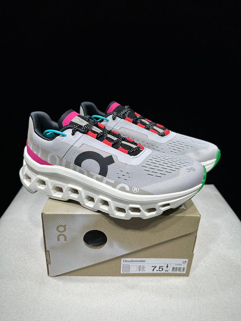 Gray and Brown On Cloudmonster Running Shoes - product image from the listing.