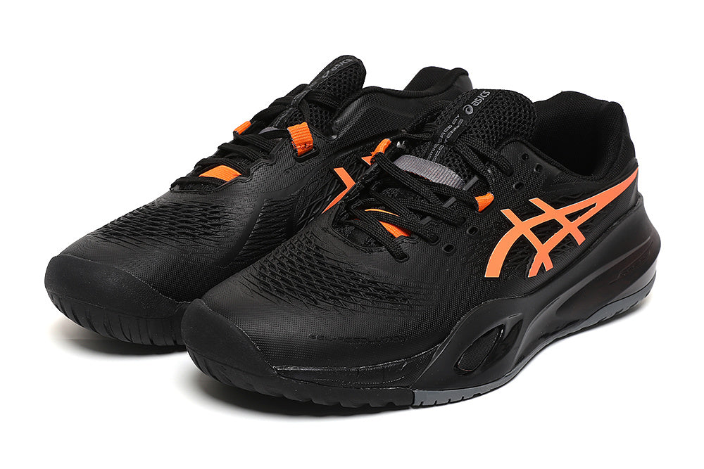 ASICS Gel-Resolution Black and Orange Tennis Footwear - product image from the listing.