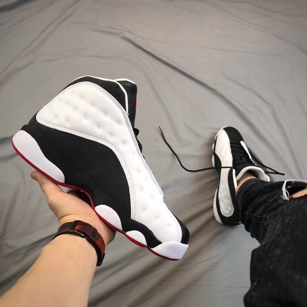 Air Jordan 13 He Got Game Sneakers in Black White Red - product image from the listing.